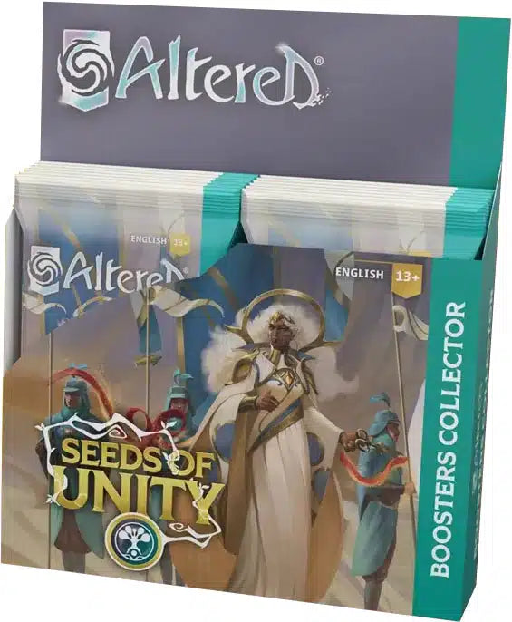 ALTERED Seeds of Unity Collector Booster Display featuring Exalted Cards.
