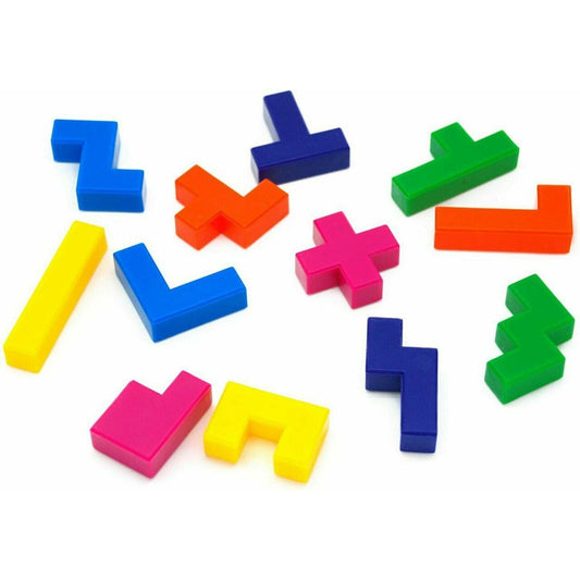 Katamino Pocket puzzle pieces in various colors displayed on a white background.
