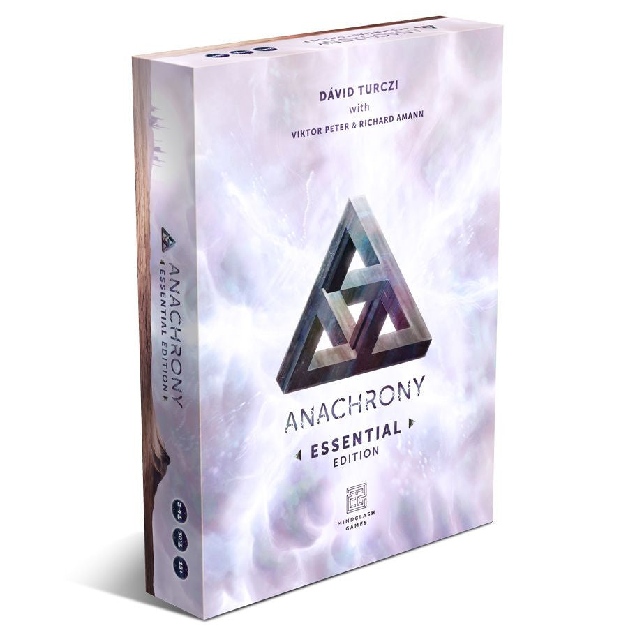 Anachrony Essential Edition box with triangular logo on light background.