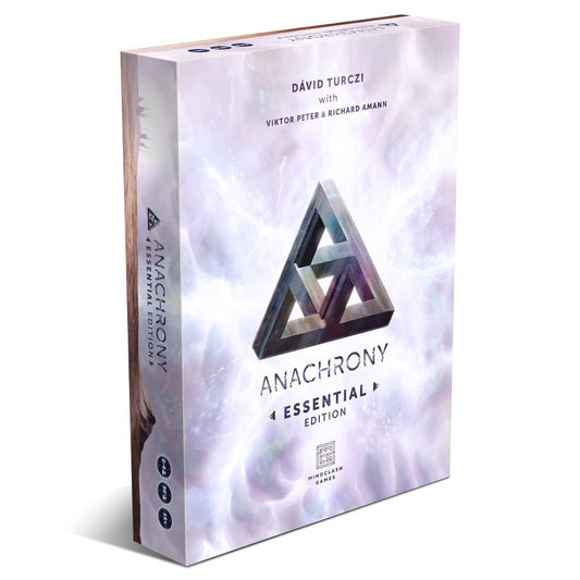 Anachrony Essential Edition box with triangular logo on light background.