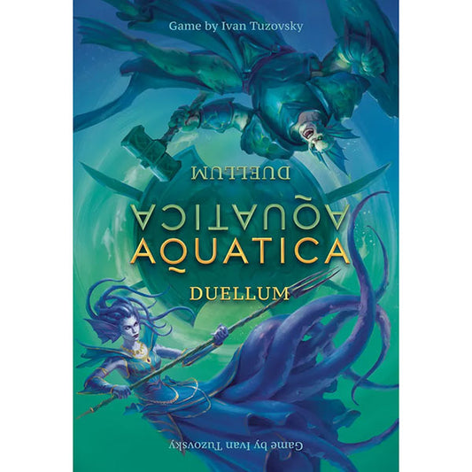 Aquatica Duellum board game box featuring two underwater characters dueling.