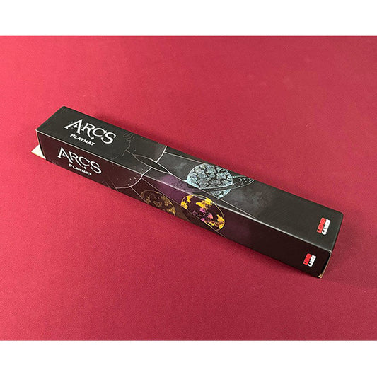 Arcs Playmat in a rectangular cardboard box.