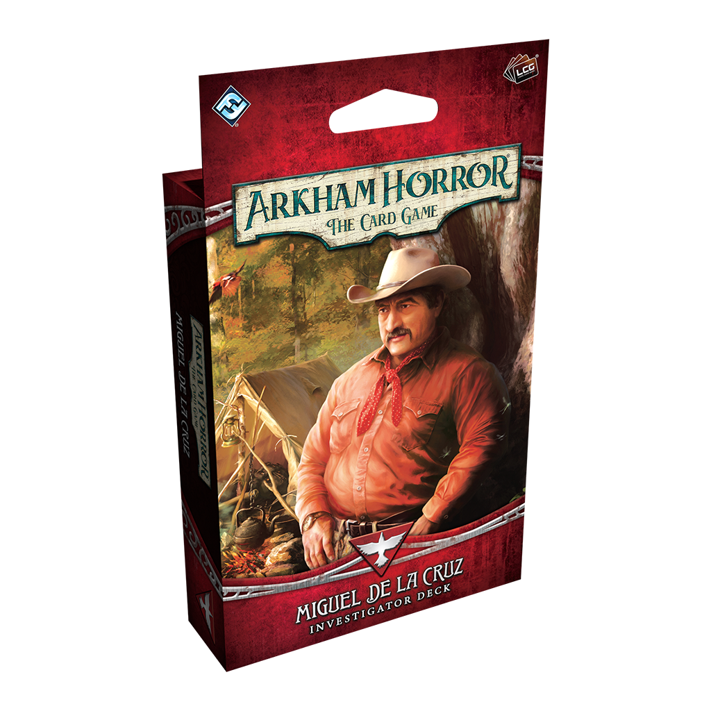 Arkham Horror: The Card Game Miguel de la Cruz Investigator Deck in red box.
