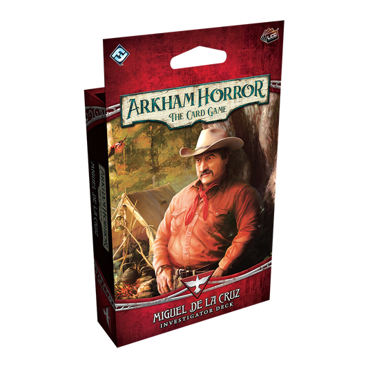Arkham Horror: The Card Game Miguel de la Cruz Investigator Deck in red box.