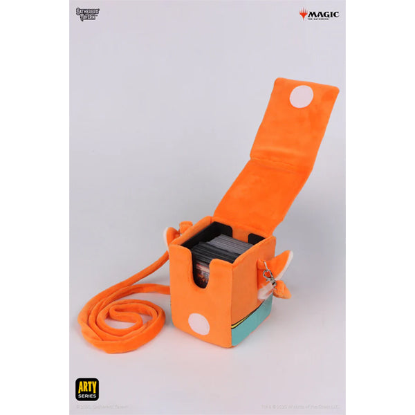 MTG ARTY Deck Box - Loot: Orange plush with creature design, long strap, and spacious compartment for card storage.