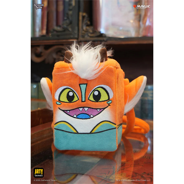 MTG ARTY Deck Box - Loot: Orange cube box with wings, horns, big eyes, and a white hair tuft.