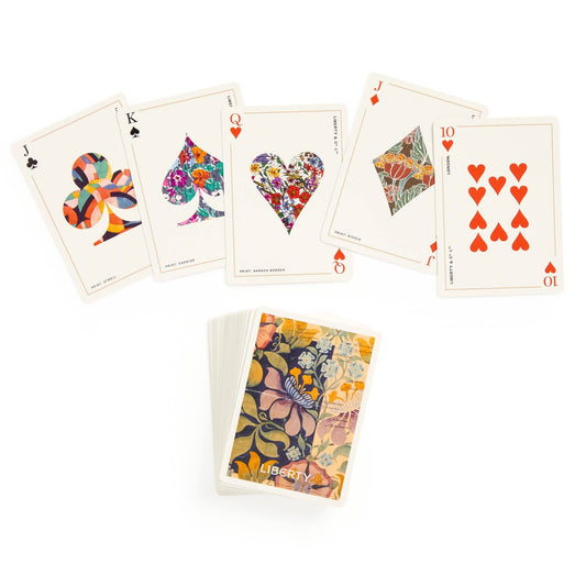 Liberty Archive Playing Card Deck with five face cards and a ten of hearts on top.
