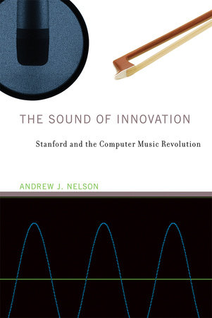 The Sound of Innovation book cover featuring a microphone, violin bow, waveform, and reference to Stanford CCRMA.
