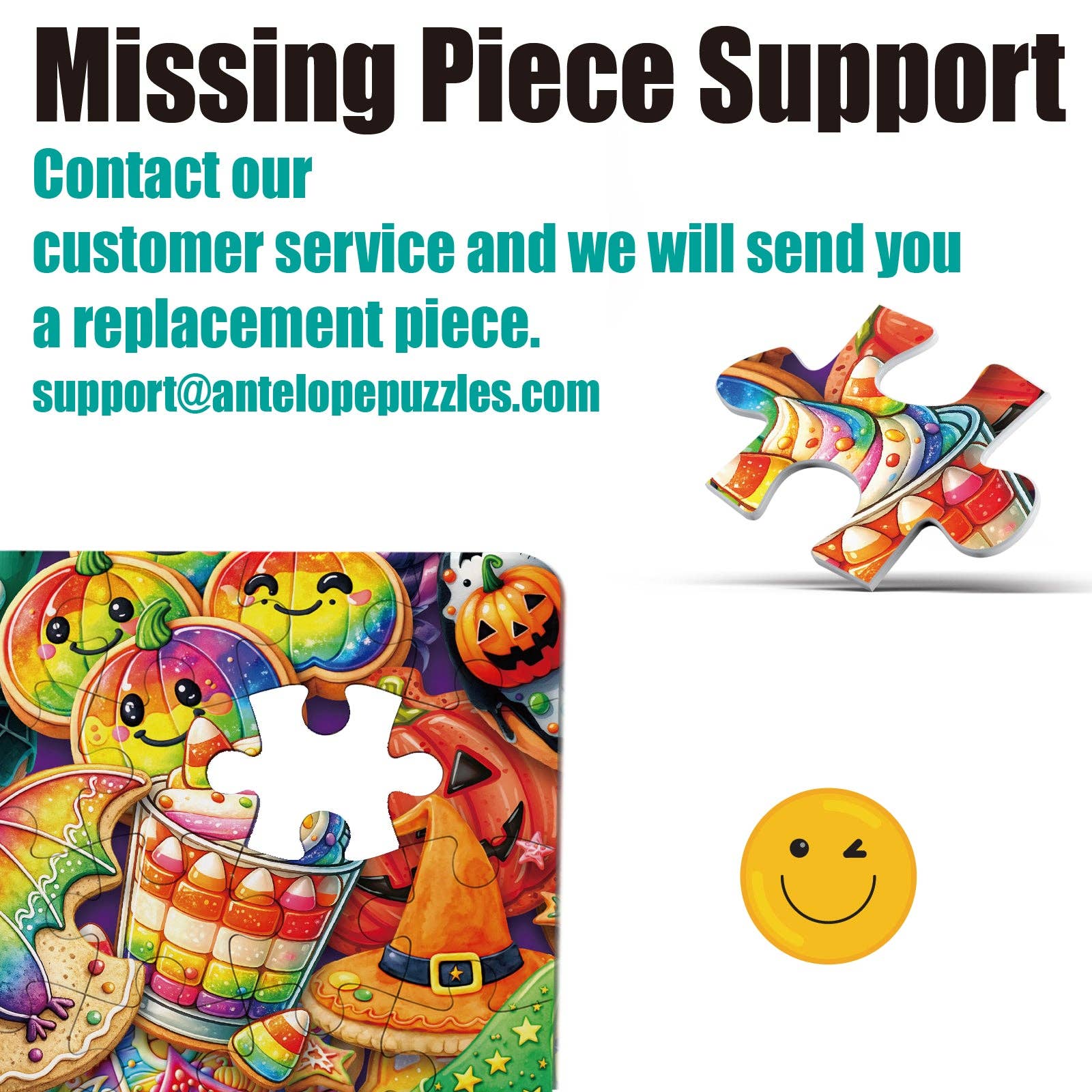 Antelope Spooky Sweet Treats 1000-piece adult puzzle, high-res matte finish, sturdy cardboard, no dust.