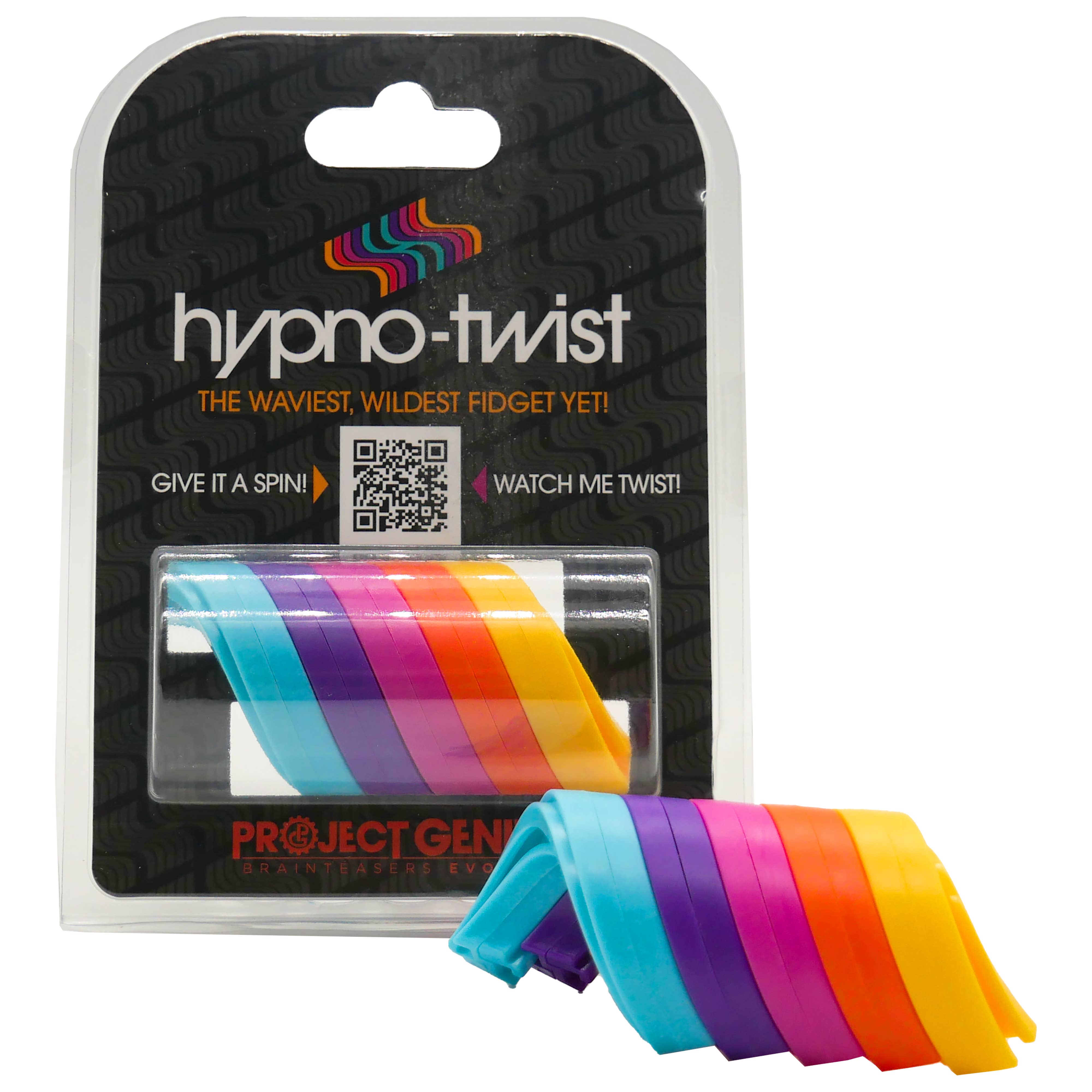 Hypno-Twist Rainbow Fidget sensory toy shown both inside and outside its packaging.