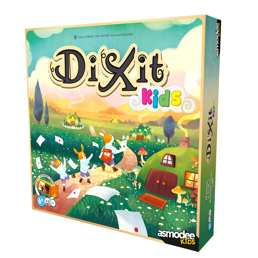 Dixit Kids game box with animal illustrations and storybook landscape on the packaging.