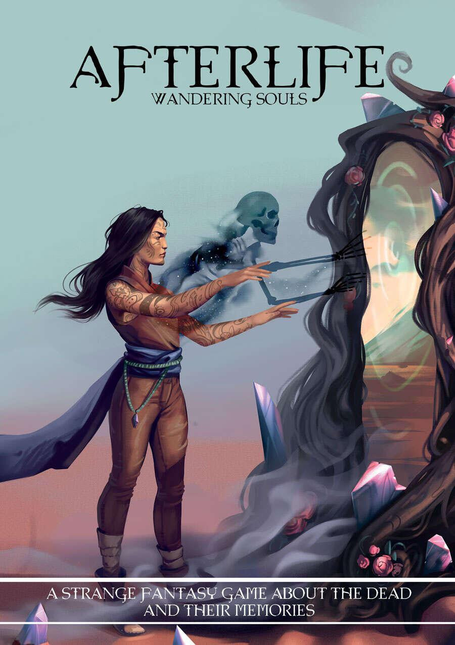 Afterlife: Wandering Souls fantasy game cover featuring a woman touching a magical mirror with a blue ghost appearing.