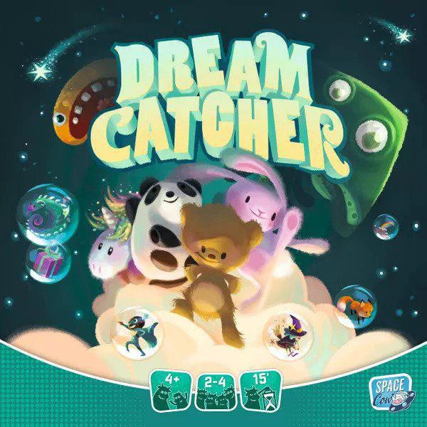Dream Catcher Board Game with teddy bear and friends on a cloud with bubbles.