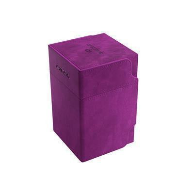 Purple Watchtower 100+ XL deck box with suede-like texture for storing Commander decks.