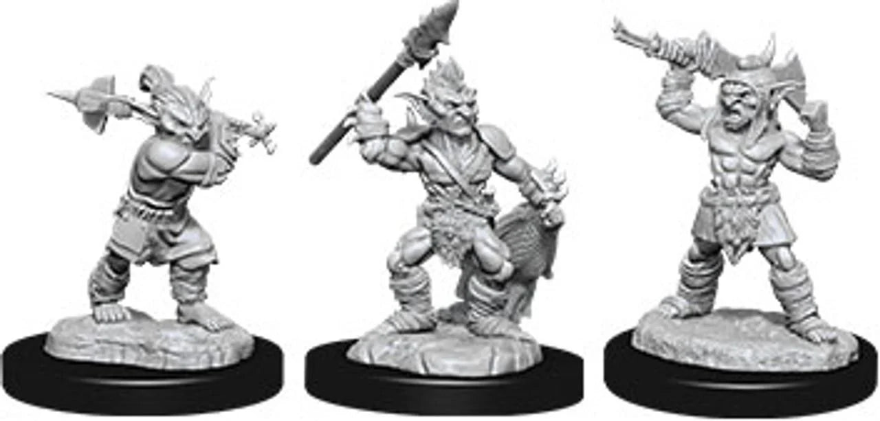 Three D&D: NMU Goblins and Goblin Boss W12 miniatures.
