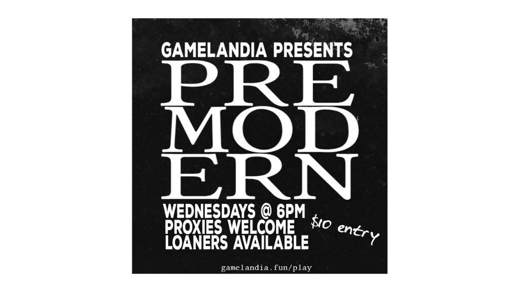 Event poster: 13+ Magic the Gathering Premodern Wednesdays at Gamelandia, Dec 23, Wednesdays at 6pm.