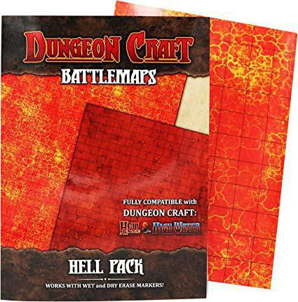 Dungeon Craft Battlemaps Hell Pack dry-erase map with a fiery red design for tabletop RPGs.