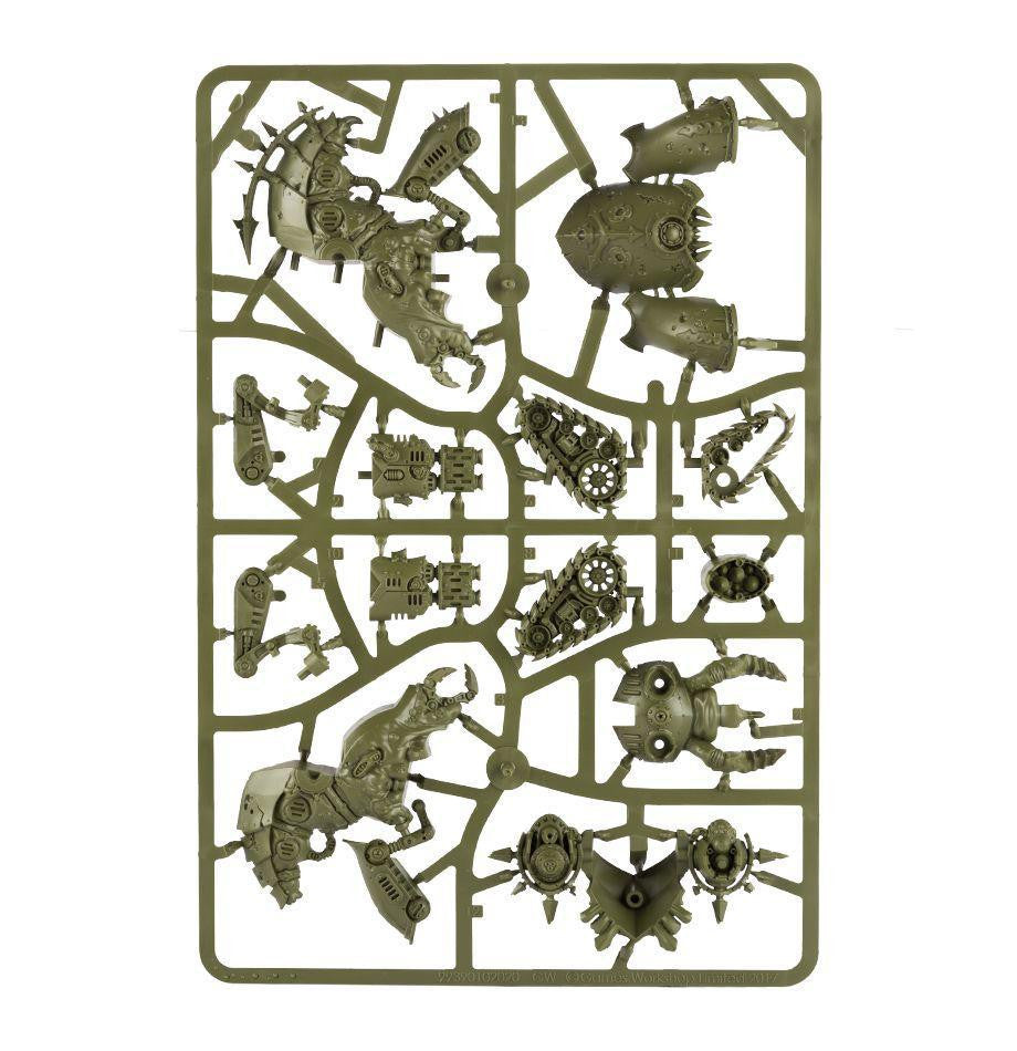 Death Guard: Myphitic Blight-hauler plastic model kit sprue with unassembled parts in a rectangular frame.
