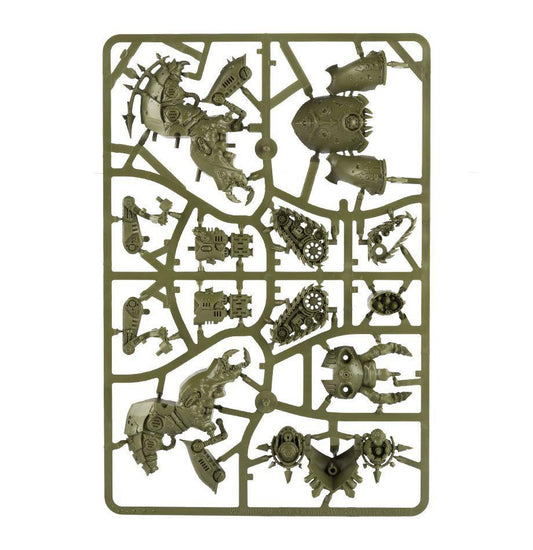 Death Guard: Myphitic Blight-hauler plastic model kit sprue with unassembled parts in a rectangular frame.