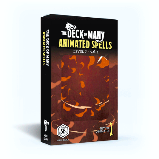 Animated Spells: Level 7 - 5e 2014 D&D reference card box with dynamic art and tilt-to-animate effects.