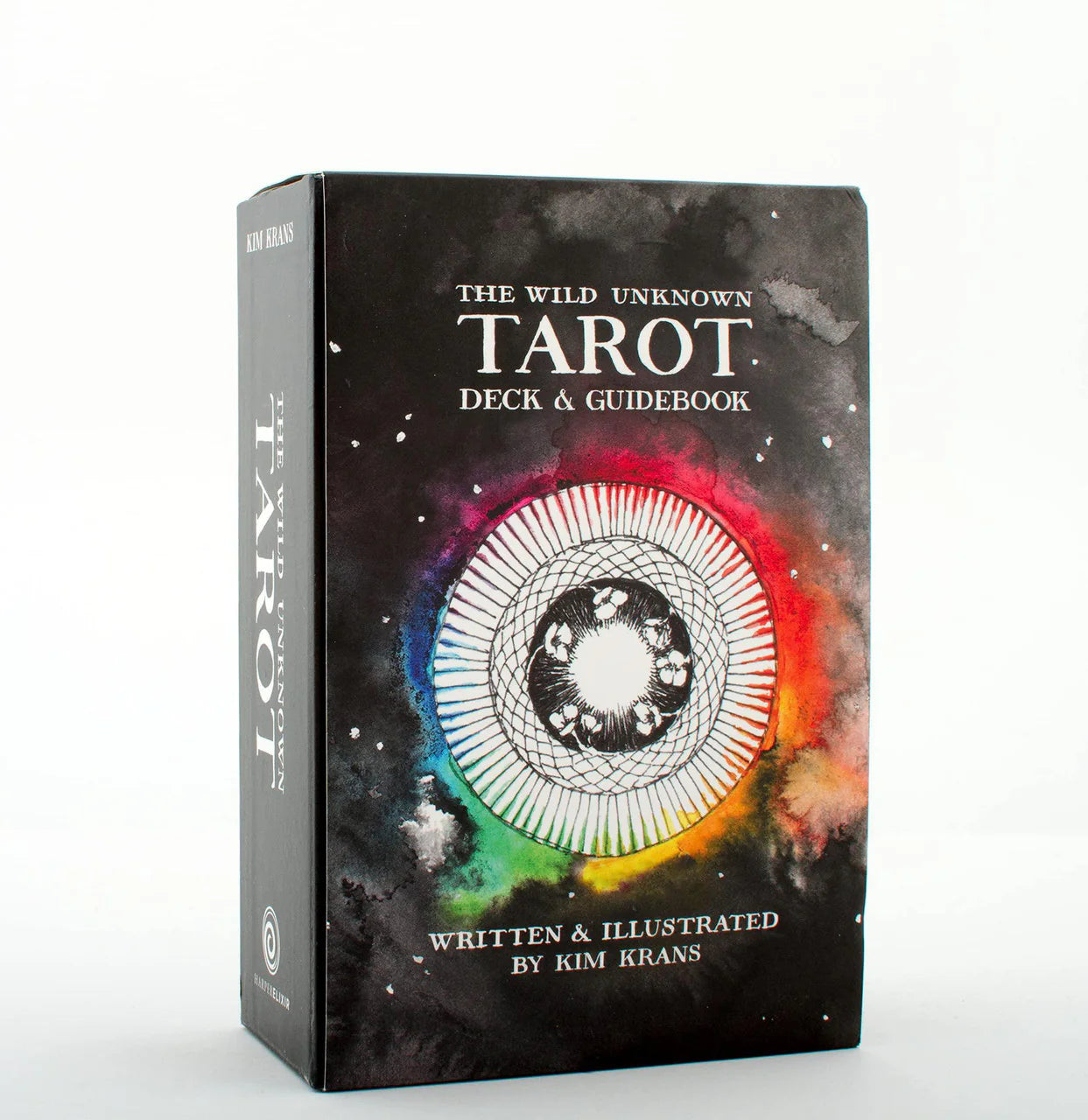 The Wild Unknown Tarot Deck and Guidebook with a colorful circular design on a black background.