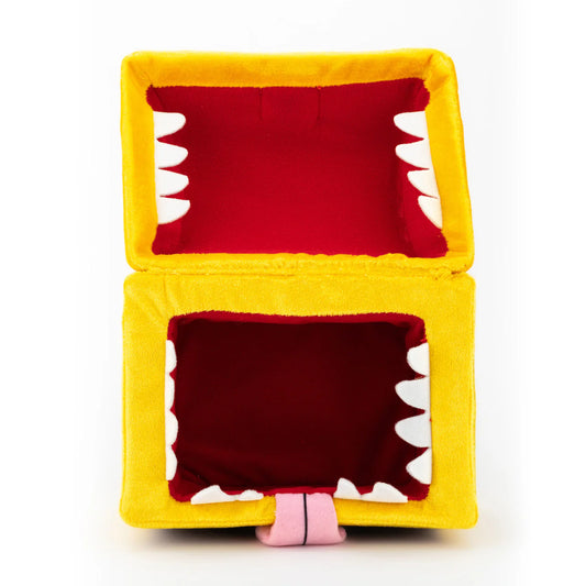 Tentacle Kitty Mimic Plush 8, yellow box shape with white teeth and red interior, from Campaign Critters Collection.