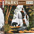 PARKS board game box featuring illustrations of a waterfall, bear, and forest scenery.