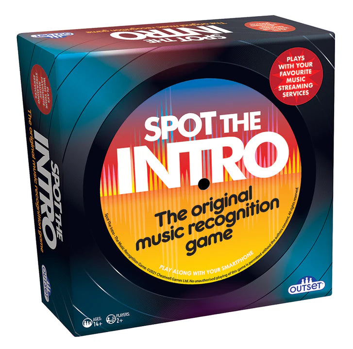 Spot the Intro music trivia game box featuring 960 classic tracks.