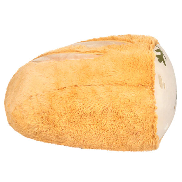Sourdough Comfort Food Squishable Plushie, golden-brown pillow shaped like sourdough bread with a white end.