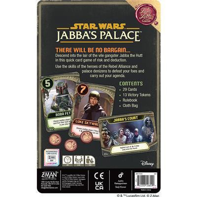 Back of Jabbas Palace: A Love Letter Game box with cards, game components, and a brief description.