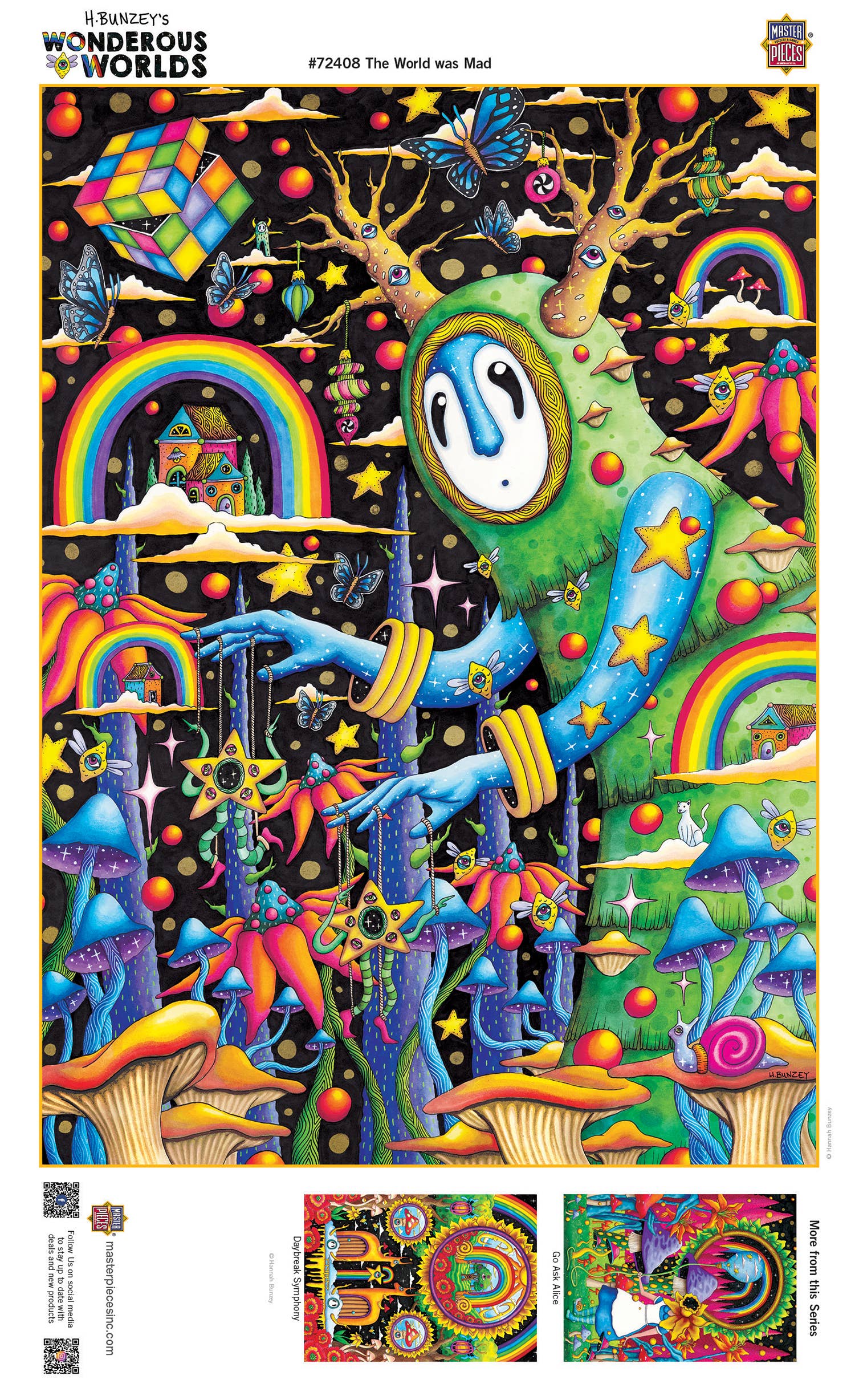 Wonderous Worlds - The World Was Mad 1000 Piece Puzzle featuring an antlered creature arranging stars.