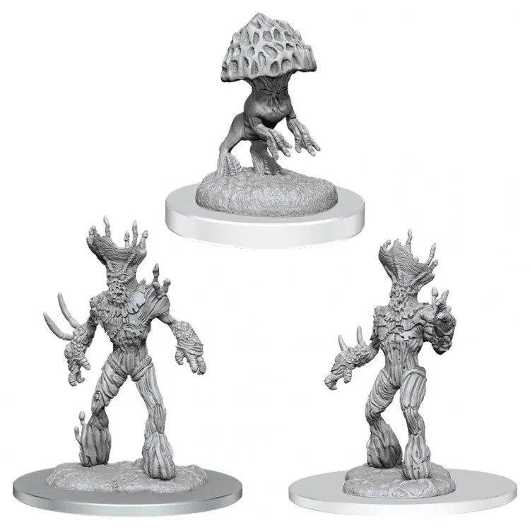 Three unpainted D&D: NMU: Myconid Sovereign & Sprouts W16 miniatures.
