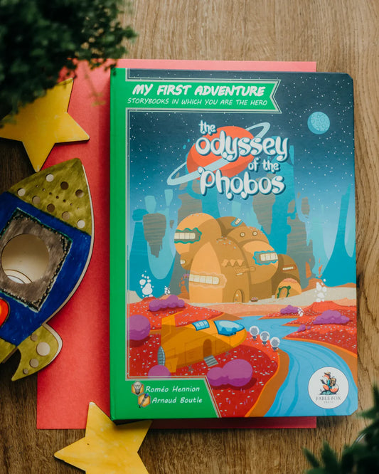 My First Adventure: The Odyssey of the Phobos childrens book featuring an astronaut and space theme.