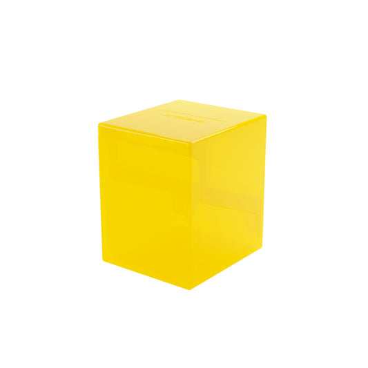Bastion 100+ XL Yellow: bright, semi-transparent cube for storing trading card games or a deck box.