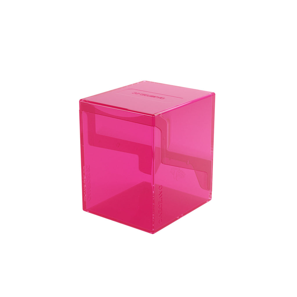 Bastion 100+ XL Pink, translucent rounded-edge cube for storing double-sleeved cards.
