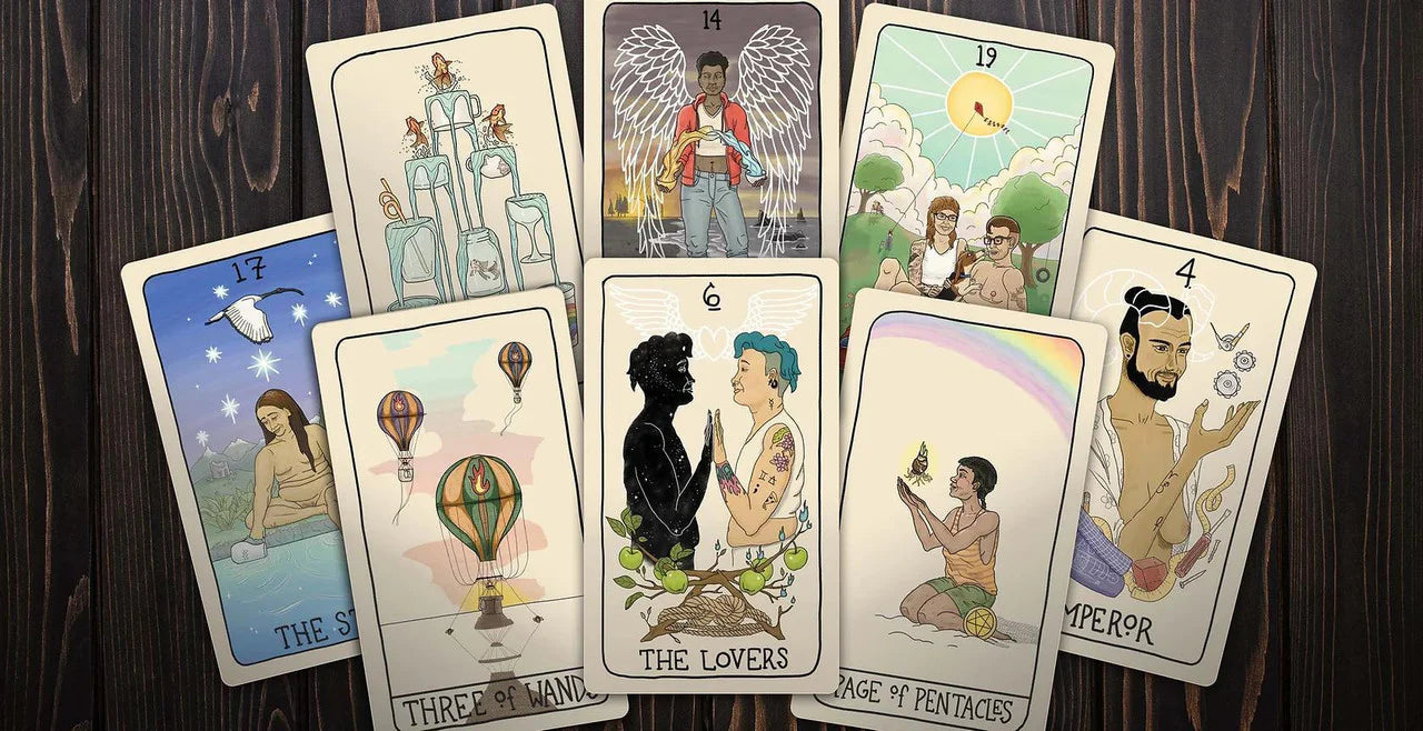 Seven Fifth Spirit Tarot cards from the queer and inclusive deck.