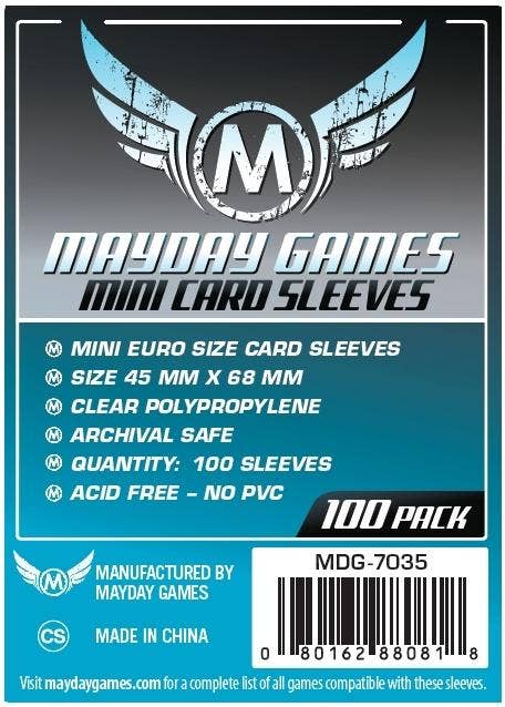 Mini Euro Card Sleeves, 100 pack, clear, 45x68mm, archival safe, acid free; dimensions: 3 x 2.2 x 0.4 inches.