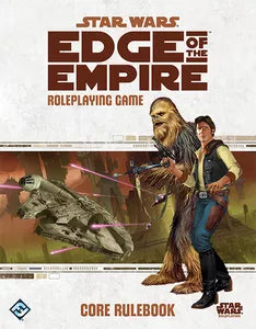 Star Wars: Edge of the Empire Core Rulebook cover with Han Solo, Chewbacca, and the Millennium Falcon.