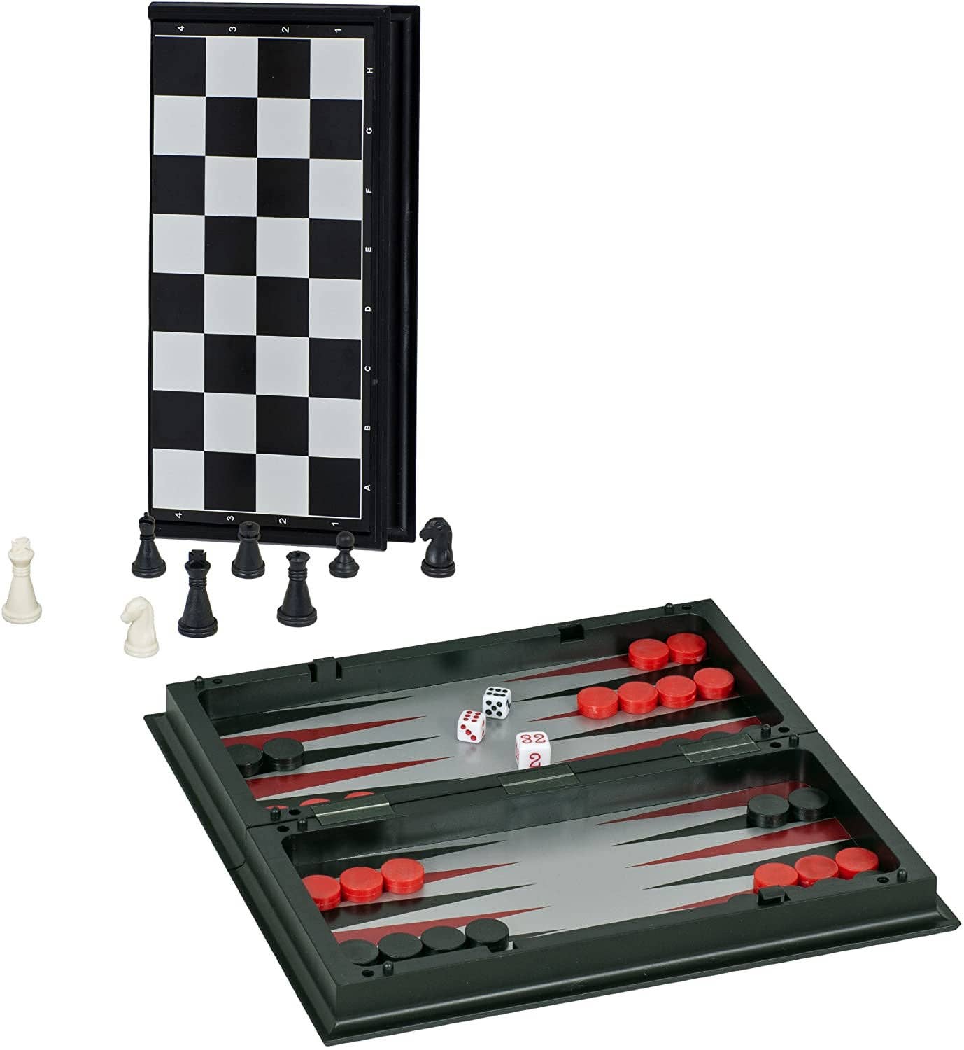 Magnetic 3-in-1 Combination Game Travel Set, 11, open for backgammon, closed for chess.