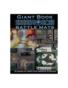 Giant Book of Shadow Scar Battle Map cover showing RPG encounter maps and text noting 62 map pages.