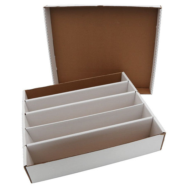 ACD Card Accessories 5000 Count box with four dividers for organizing TCG or sports card collections.