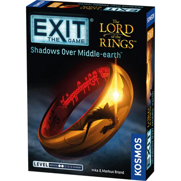 EXIT The Lord of the Rings Shadows Over Middle-earth game box, showing Gandalf and the One Ring on the cover.