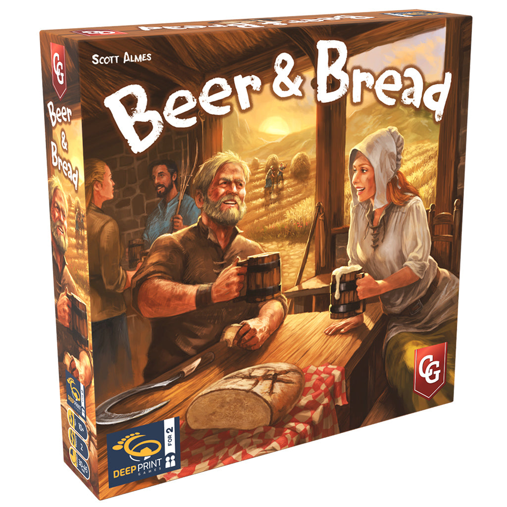 Beer and Bread board game box featuring artwork of people enjoying beer and bread.