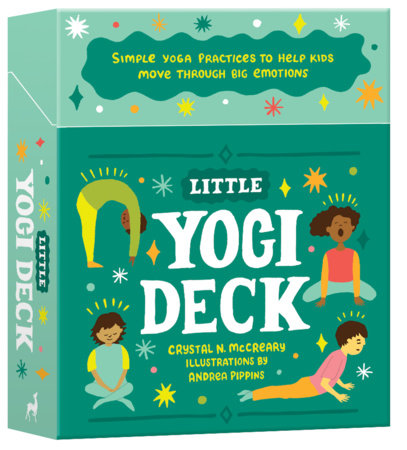 Little Yogi Deck in green box featuring illustrations of diverse children in yoga poses.