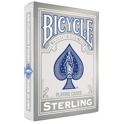 Silver Bicycle Sterling Playing Cards box with blue text and large spade symbol.