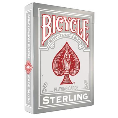 Bicycle Sterling Playing Cards box with red and silver design, spade logo, and “Trusted Since 1885” banner.