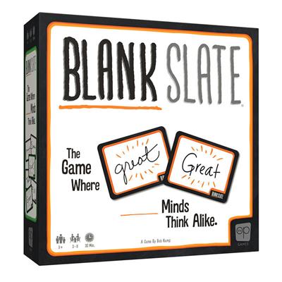 Blank Slate 2026 party word game with “great” cards shown.