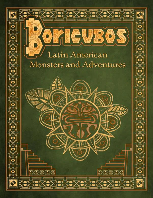 Boricubos: Latin American Monsters and Adventures (5E), green cover with gold patterns and 5E character options.
