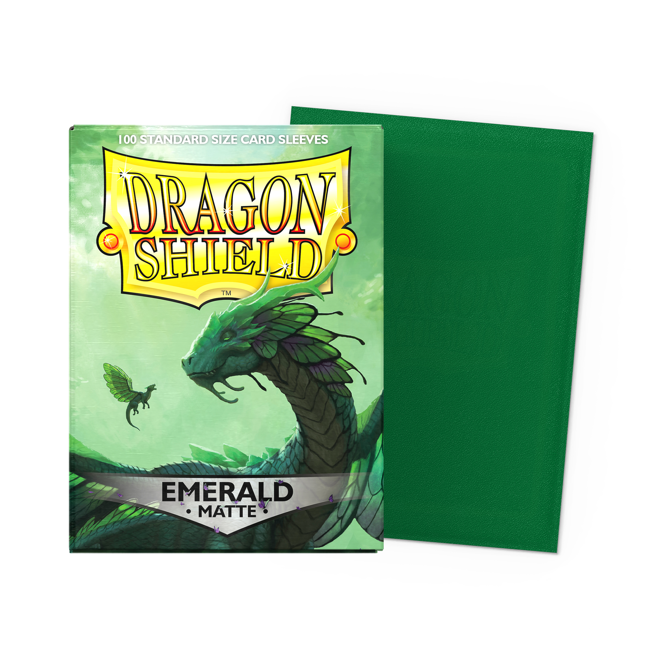 Dragon Shield Standard Sleeves, 100 count box, emerald matte variant.