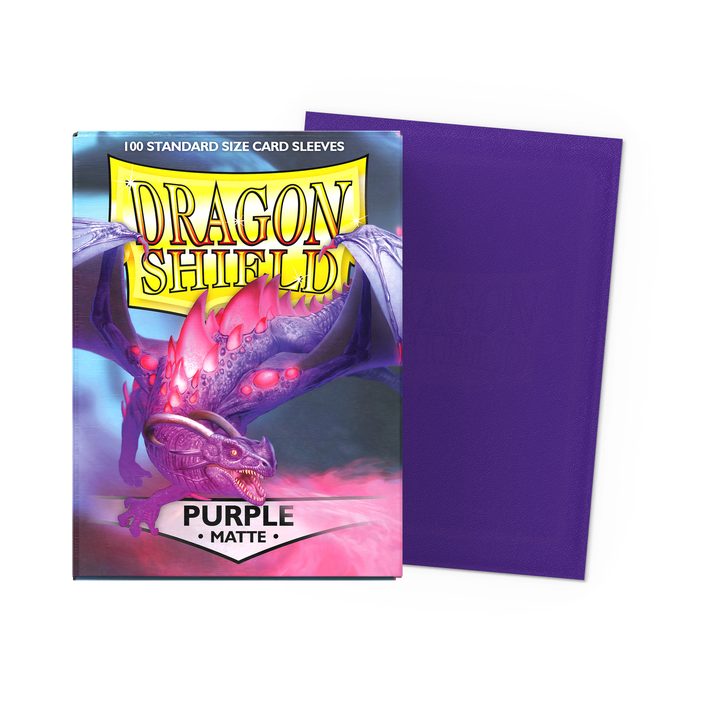 Dragon Shield Standard Sleeves, 100 count box, purple matte card sleeves.